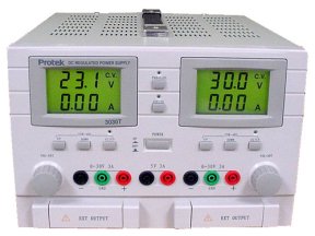 Protek 3030T - Triple Output Power Supply (Dual 0-30V @ 0-3A, Fixed 5V @ 3A)