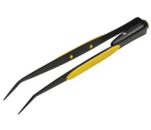 General Tools 70408 Serrated Bent Tip Illuminated Tweezers